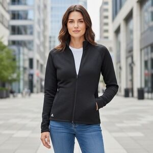 Adidas Womens Black Textured Full Zip Jacket Track Jacket Performance‎ Size M